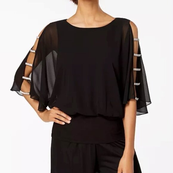 MSK Rhinestone embellished - sleeve top - Picture 1 of 2